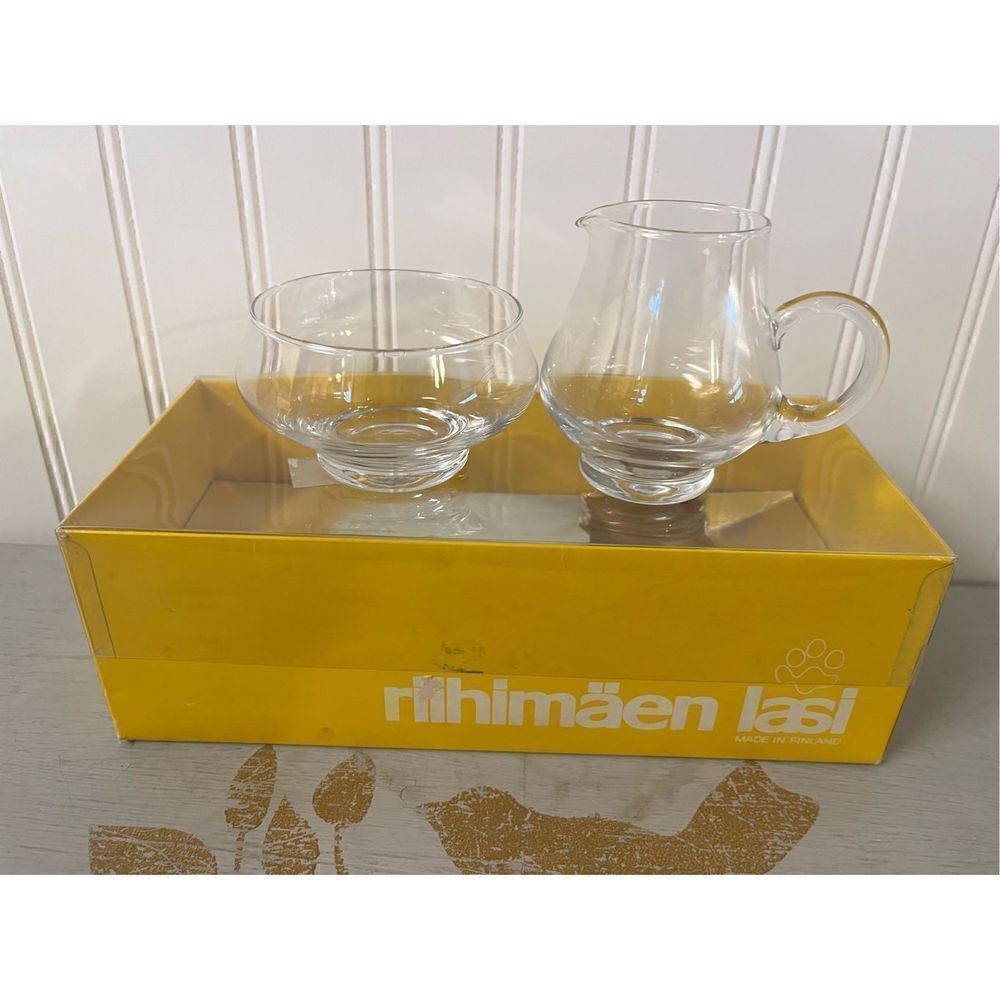 Finnish glassware Riihimaen Lasi sugar and creamer